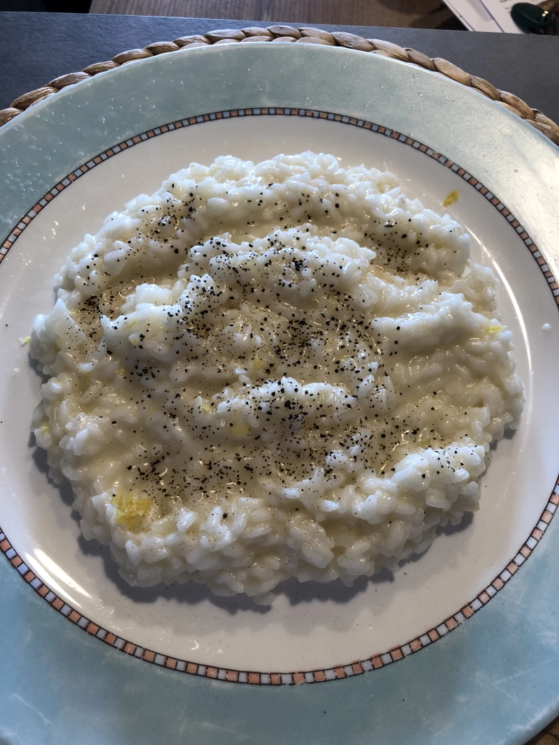 LEMON RISOTTO WITH LICORICE POWDER  